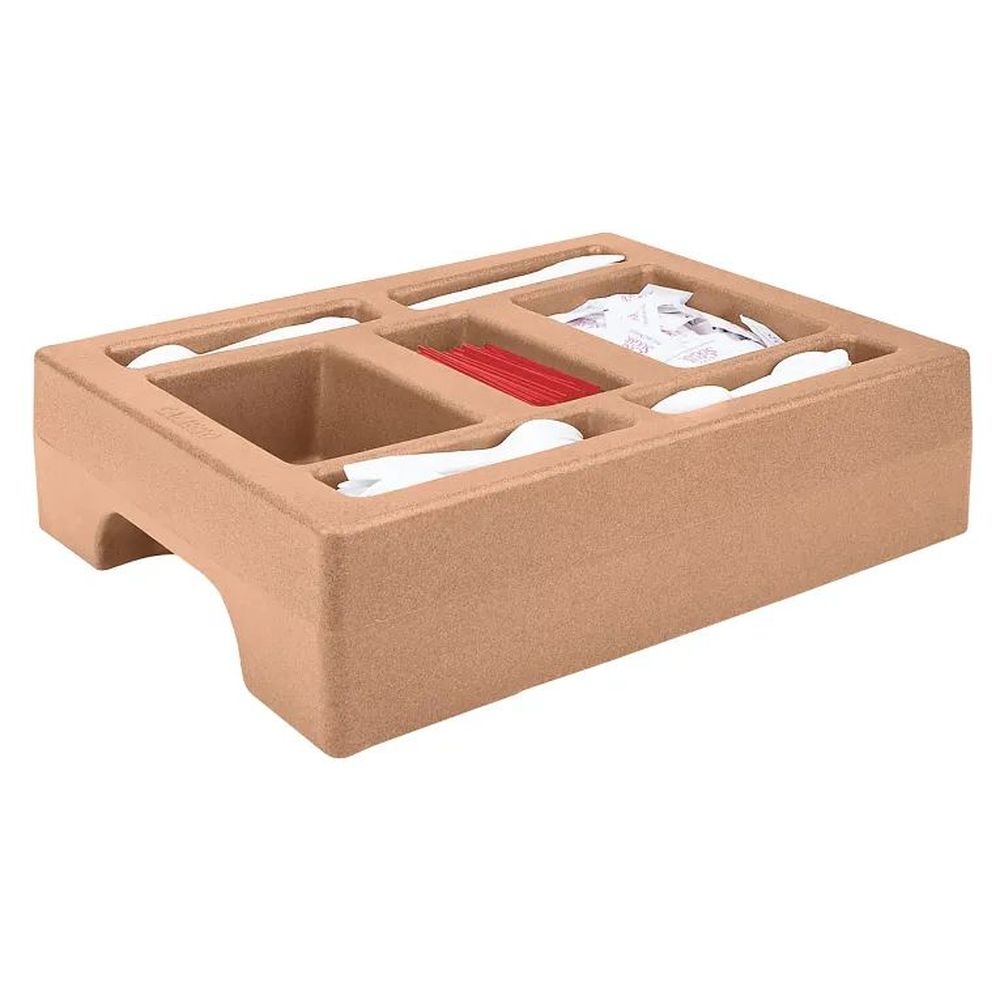Cambro Coffee Beige Condiment Holder Only For 1 Gallon Camtainer, 20 X 16 X 4 13/16 Inch