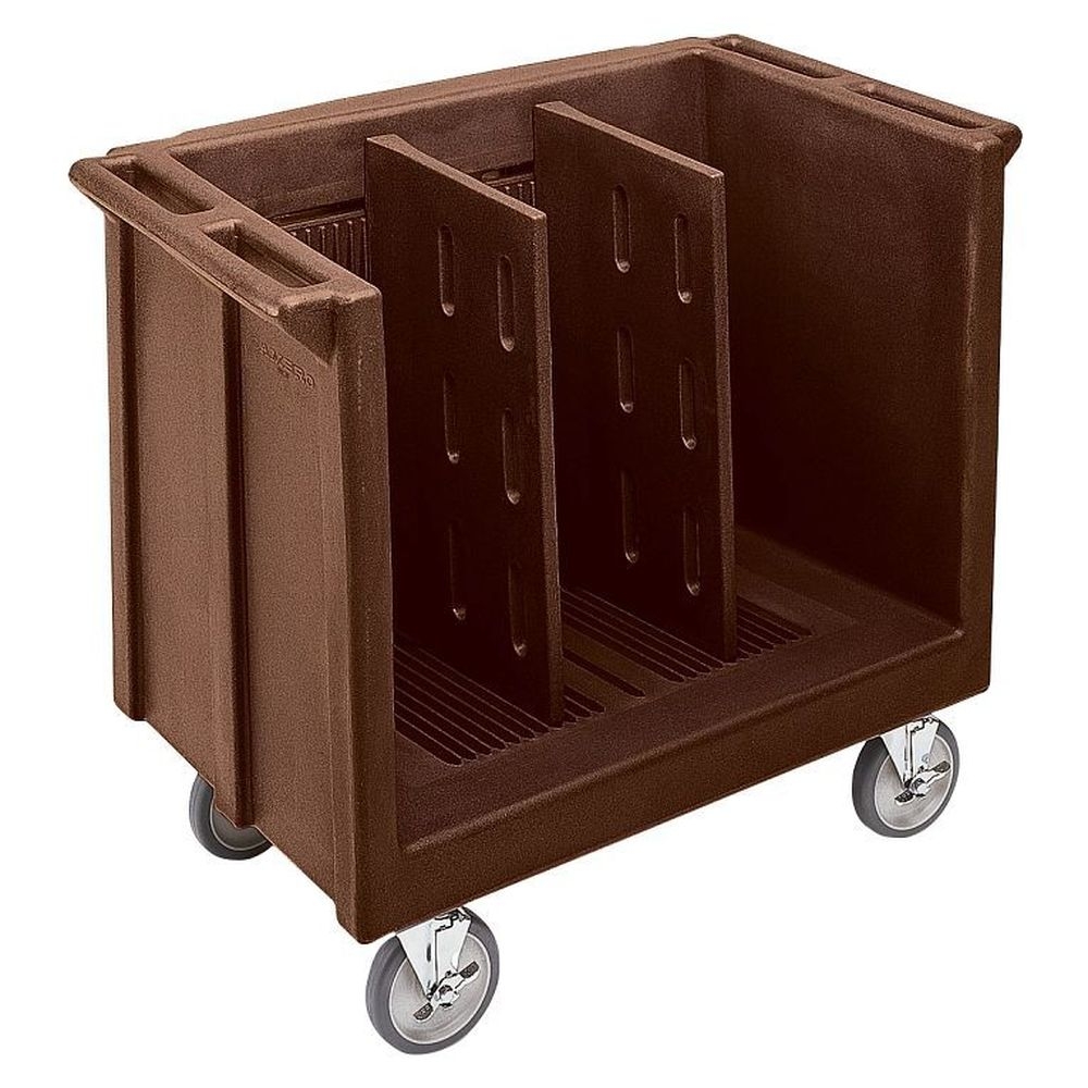 Cambro Dark Brown Adjustable Tray And Dish Cart With 2 Dividers, 23 1/4 X 38 7/8 X 34 1/2 Inch