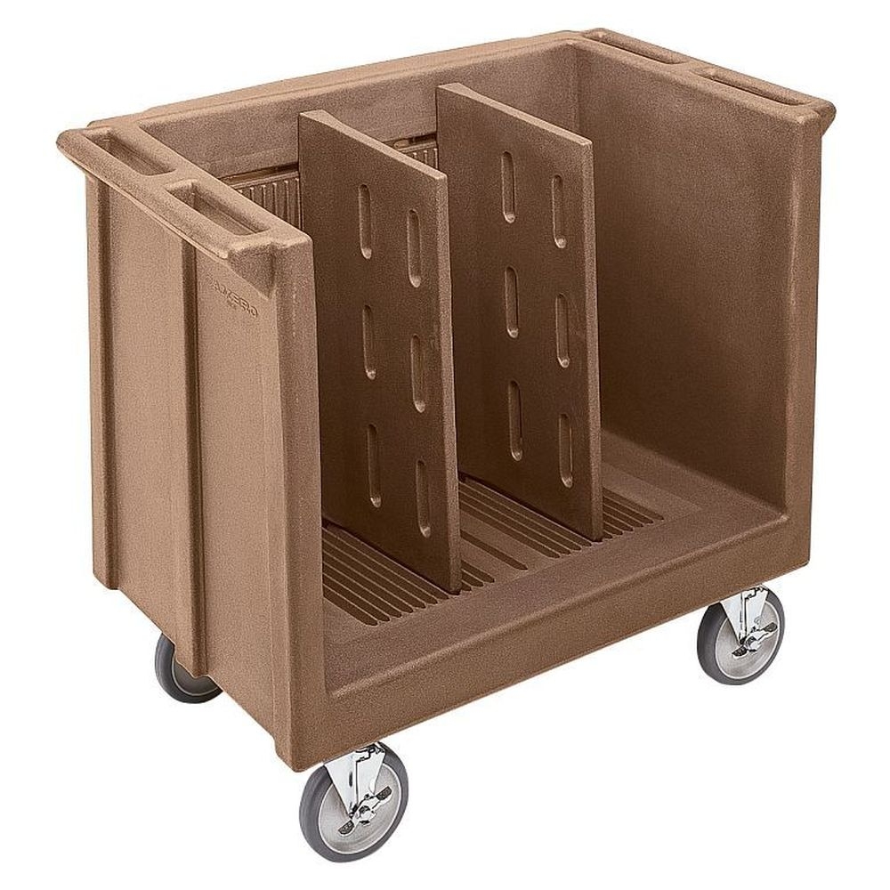 Cambro Coffee Beige Adjustable Tray And Dish Cart With 2 Dividers, 23 1/4 X 38 7/8 X 34 1/2 Inch