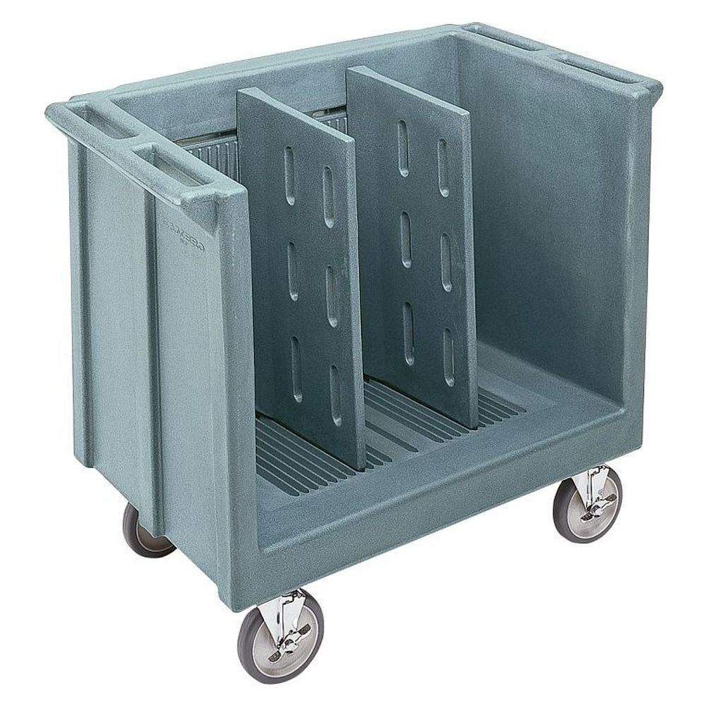 Cambro Slate Blue Adjustable Tray And Dish Cart With 2 Dividers, 23 1/4 X 38 7/8 X 34 1/2 Inch