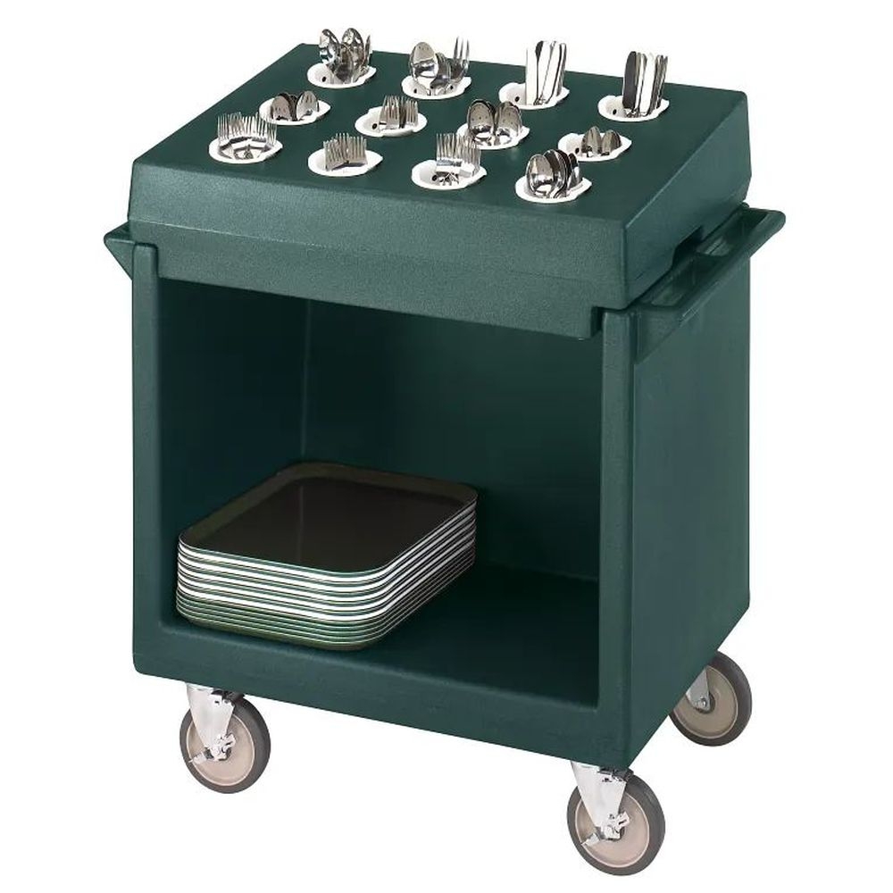 Cambro Granite Green Cart And Cutlery Rack Combination, 38 1/8 X 22 3/4 X 41 1/4 Inch