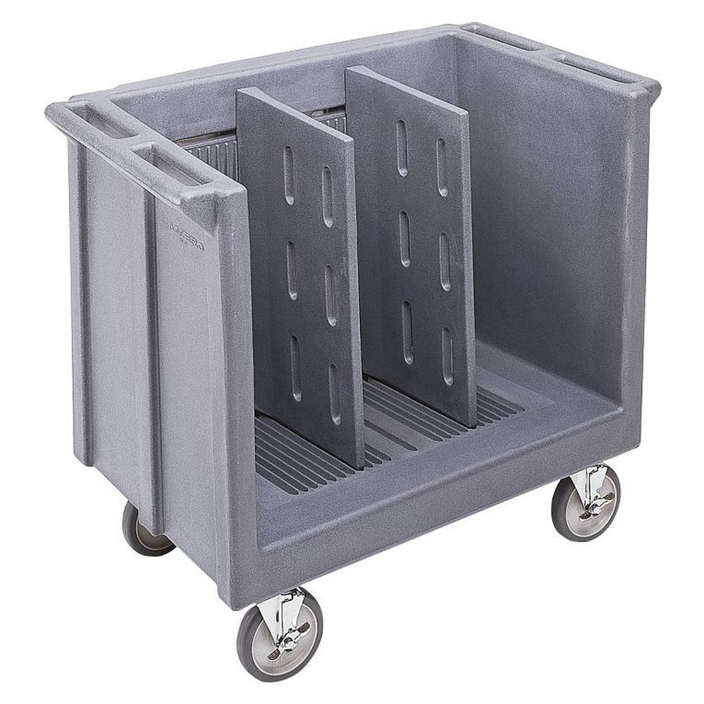 Cambro Granite Gray Adjustable Tray And Dish Cart With 2 Dividers, 23 1/4 X 38 7/8 X 34 1/2 Inch