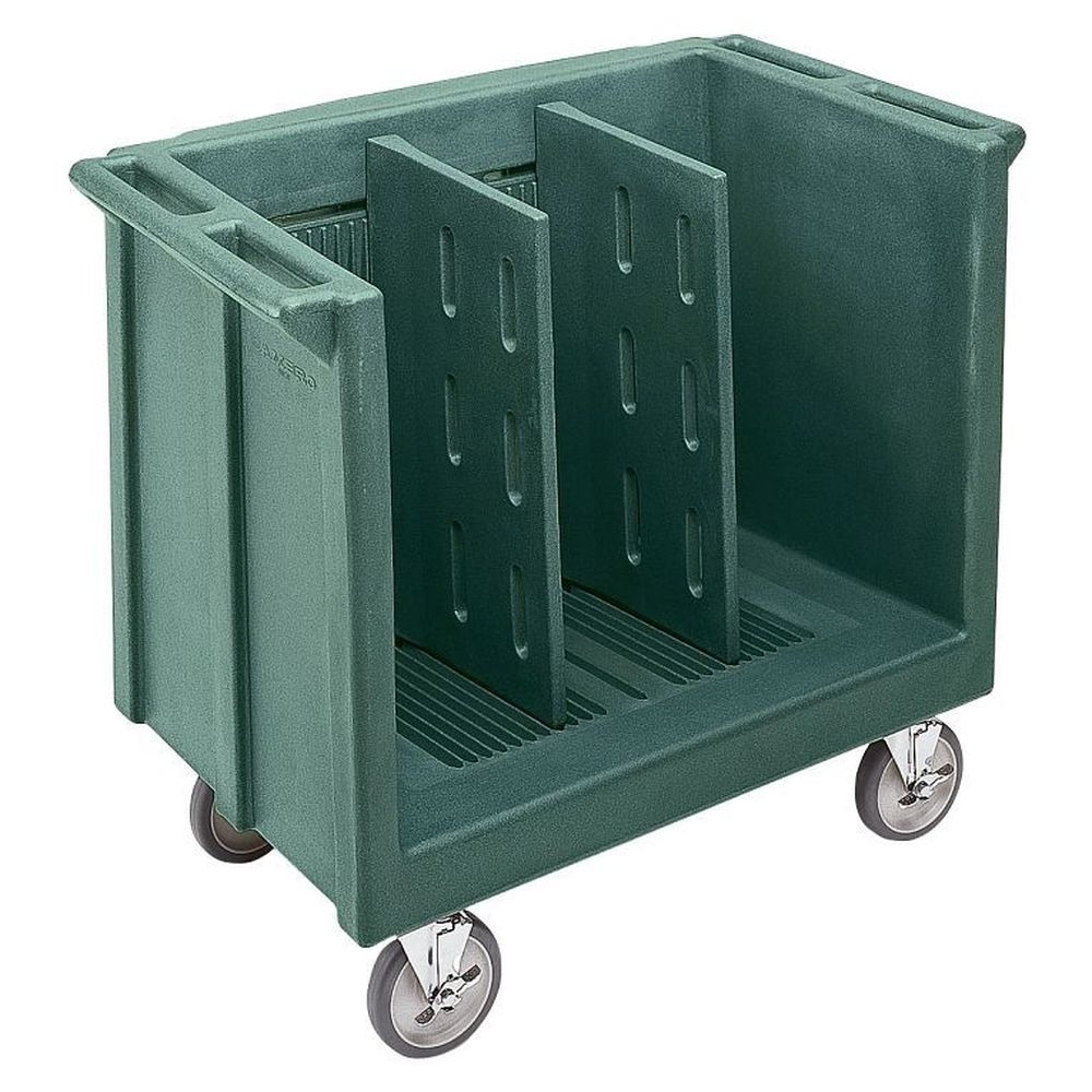 Cambro Granite Green Adjustable Tray And Dish Cart With 2 Dividers, 23 1/4 X 38 7/8 X 34 1/2 Inch