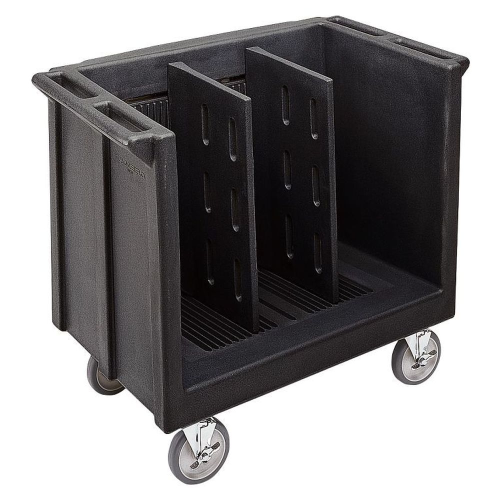 Cambro Black Adjustable Tray And Dish Cart With 2 Dividers, 23 1/4 X 38 7/8 X 34 1/2 Inch