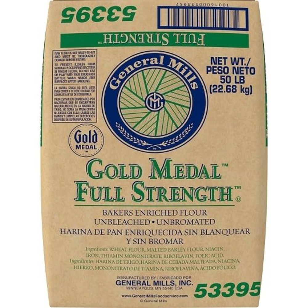 Gold Medal Full Strength Bakers Enriched Unbleached Unbromated Flour, 50 Pound