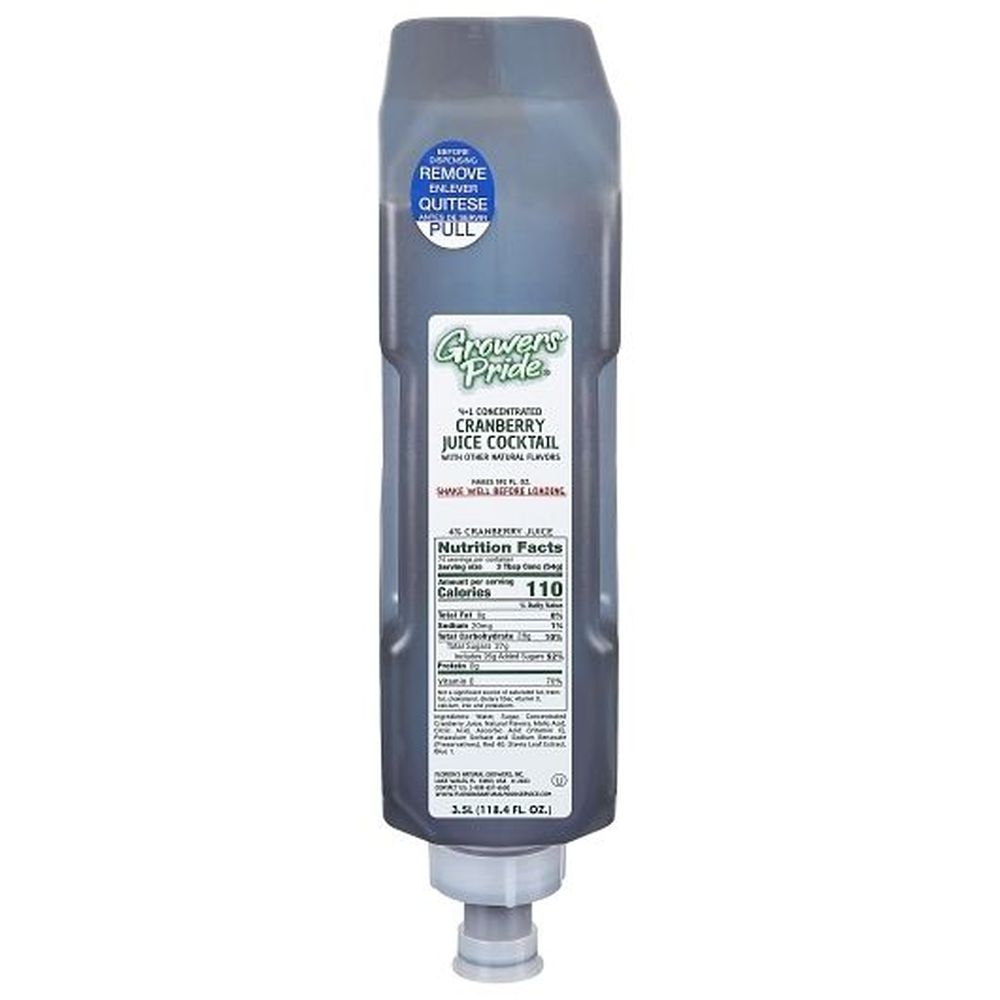 Growers Pride 4 Plus 1 Concentrated Cranberry Juice Cocktail, 3.5 Liter -- 3 per case
