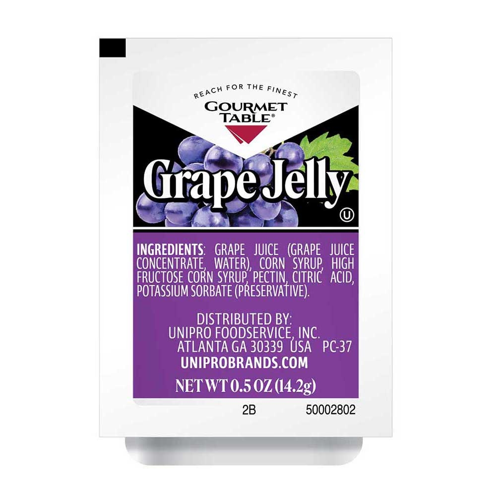 Gourmet Table Assorted Grape Jam Mixed Fruit Jelly and Strawberry Jam, 0.5 Ounce Cup - 200 per case