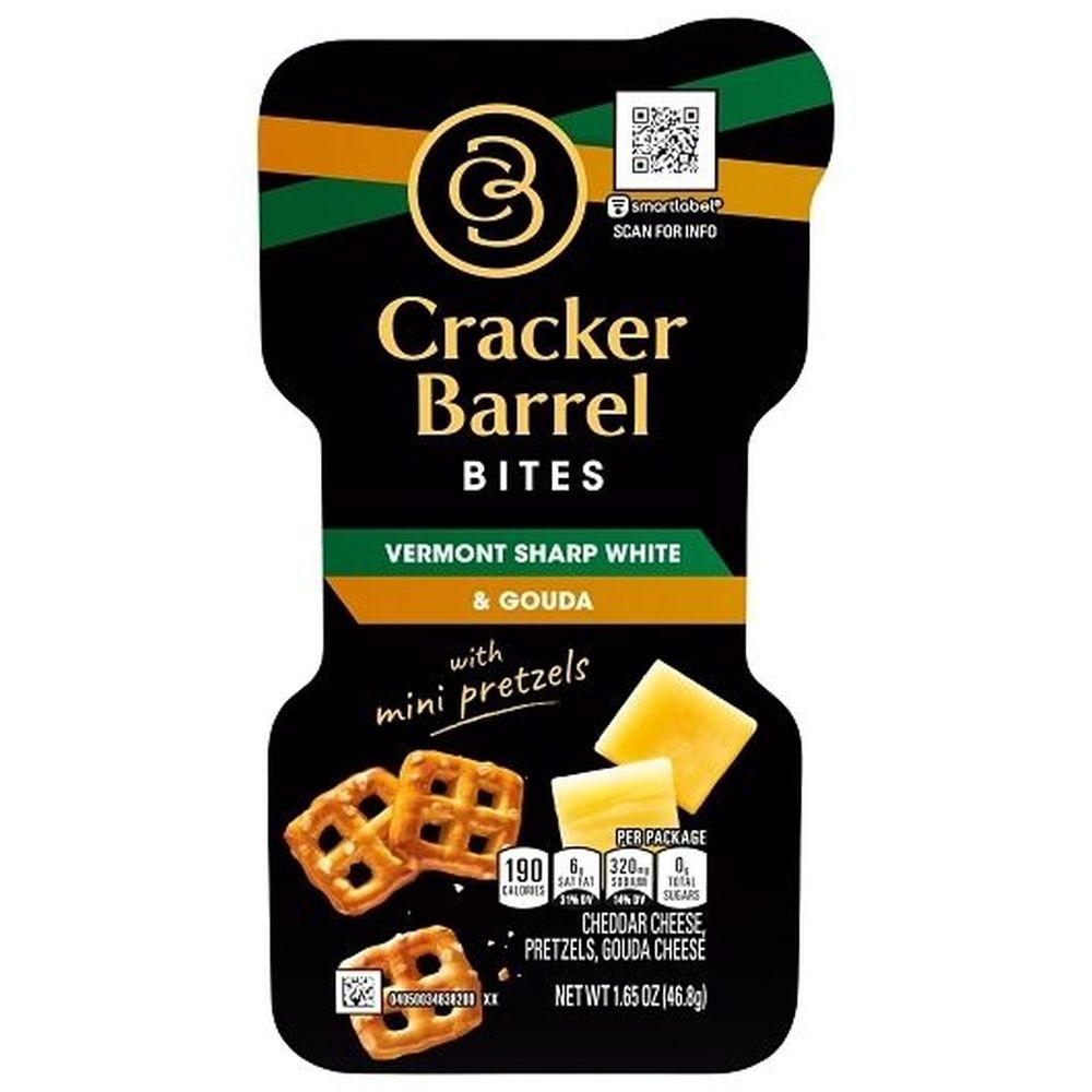 Cracker Barrel White Cheddar Gouda Pretzel Bites, 1.65 Ounce -- 10 per case.