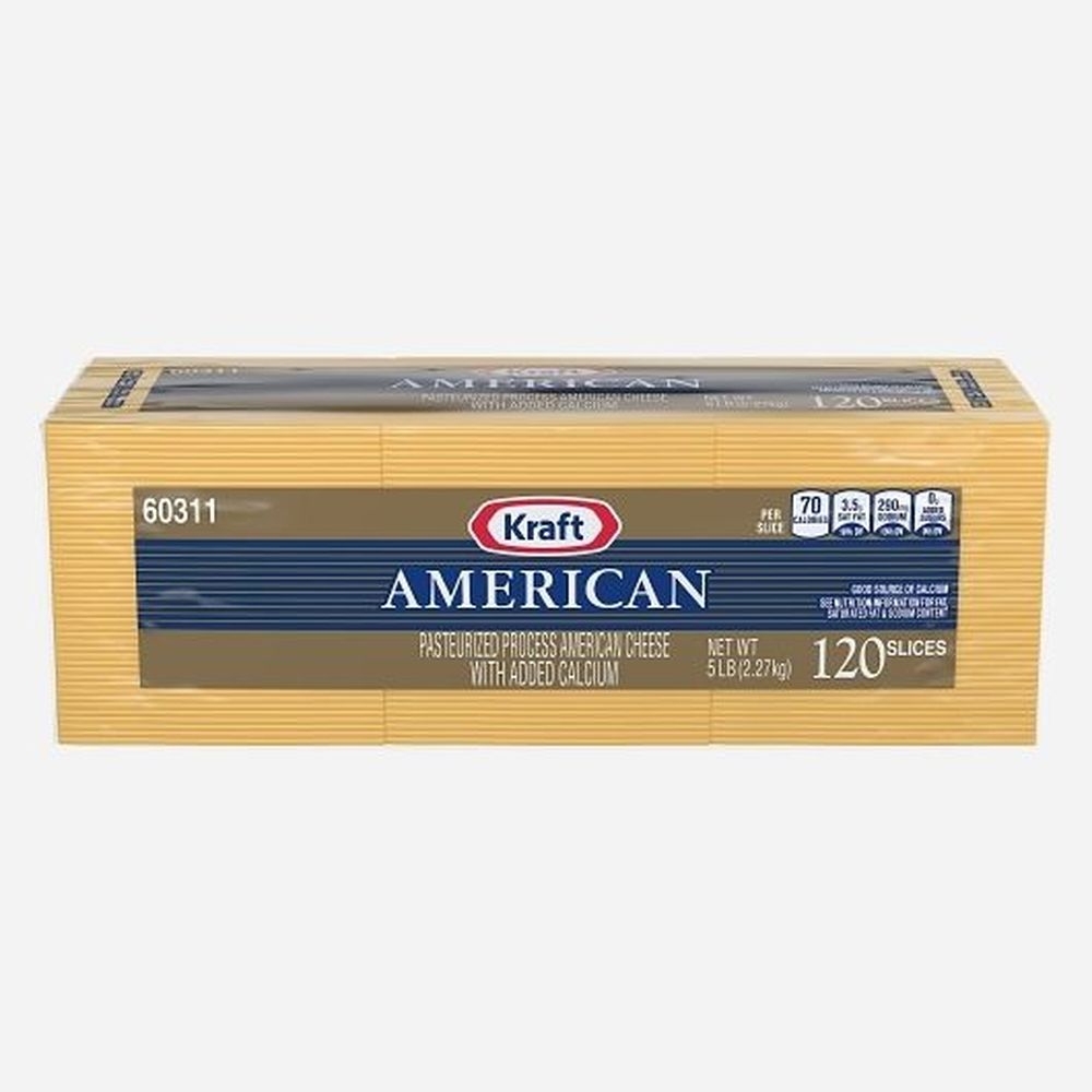 Kraft Singles Regular American Sliced Yellow Cheese, 5 Pound -- 4 per case.
