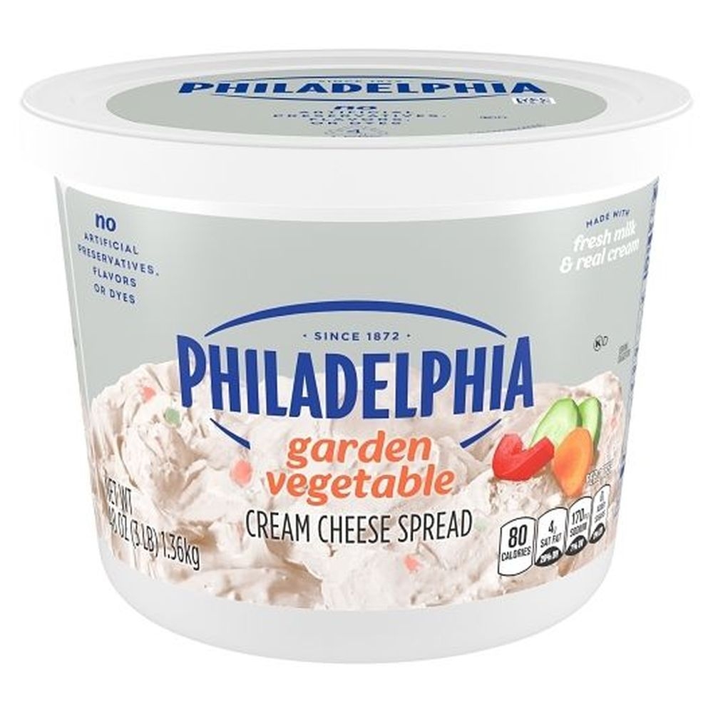 Kraft Philadelphia Garden Vegetable Cream Cheese - Tub, 3 Pound -- 6 per case.