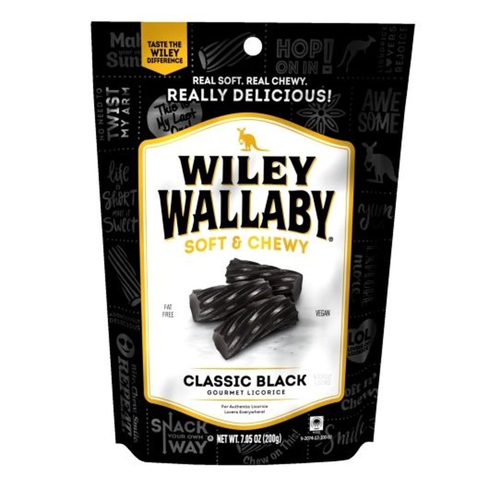 Wiley Wallaby Black Aussie Licorice, 7.05 Ounce -- 12 per case.