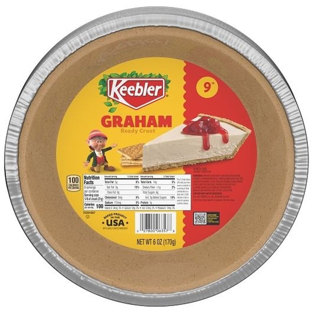 Keebler Ready Crust 9 inch Graham Cracker Pie Crust, 6 Ounce Tin -- 24 per case