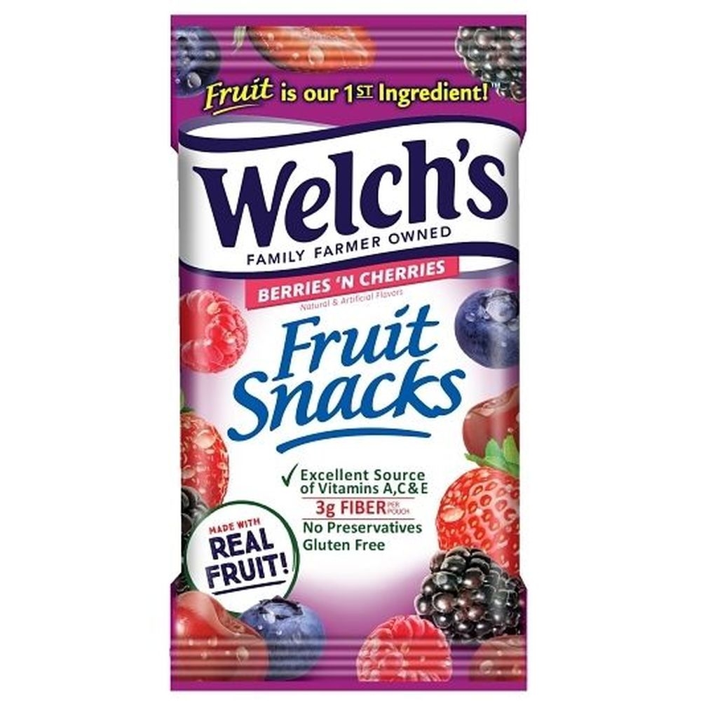 Welchs Berries and Cherries School Compliant Fruit Snacks, 1.55 Ounce -- 144 per case.