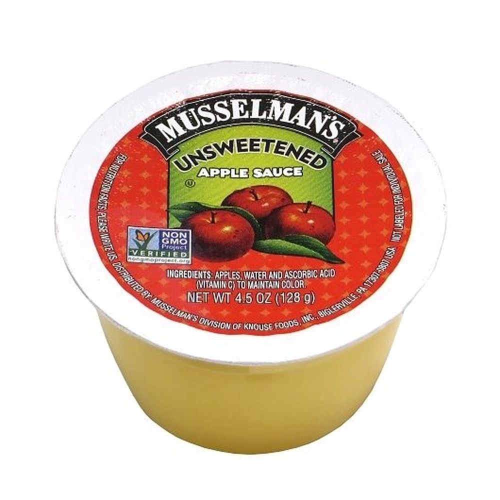 Musselmans Unsweetened Apple Sauce, 4.5 Ounce Cup -- 72 per case.