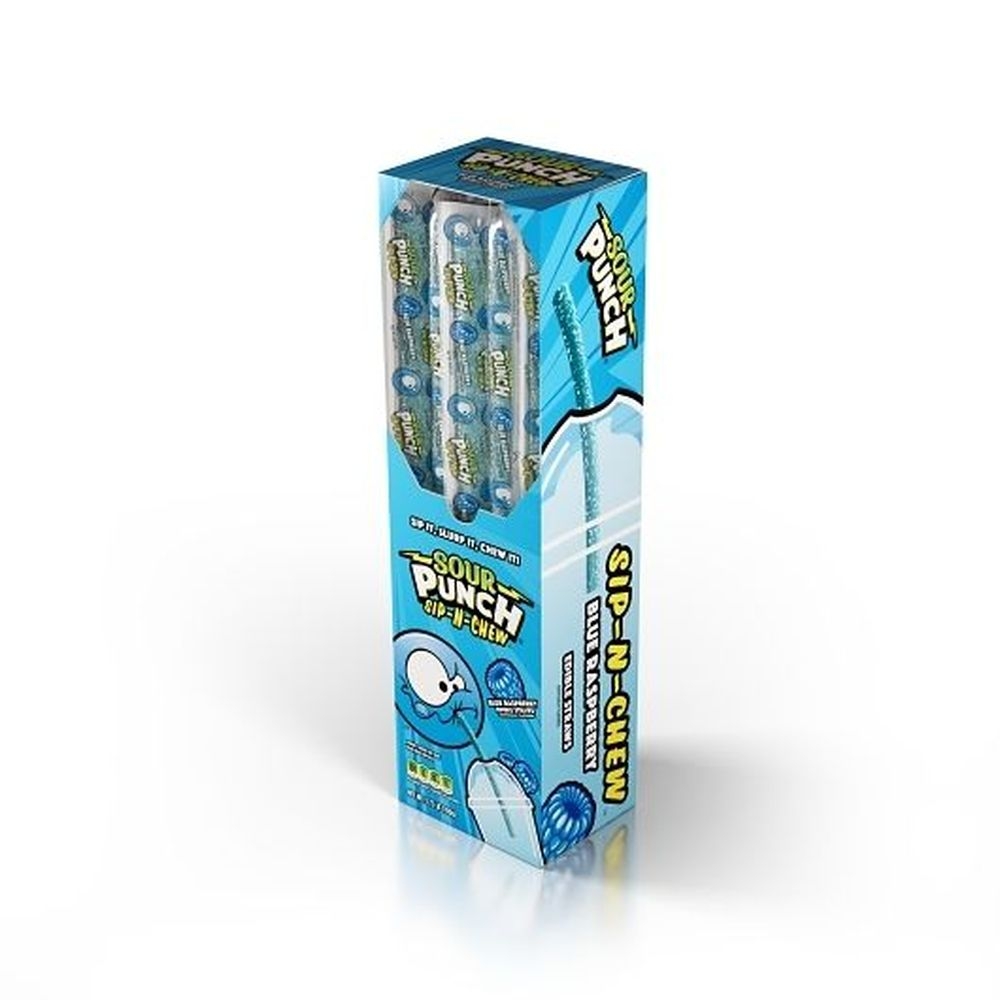 Sip N Chew Blue Raspberry Candy Straws