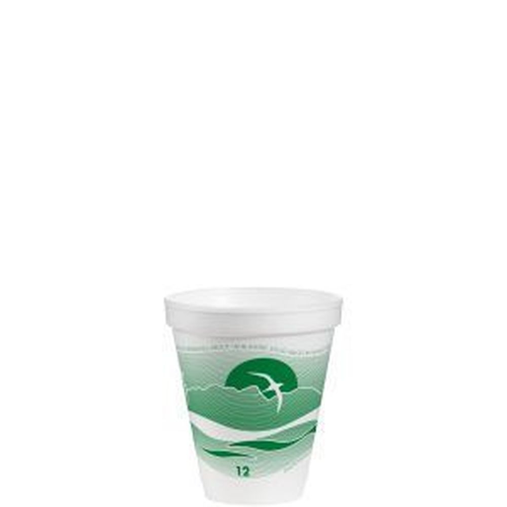 White with Horizon Forest Green Print EPS Insulated Foam Squat Cup