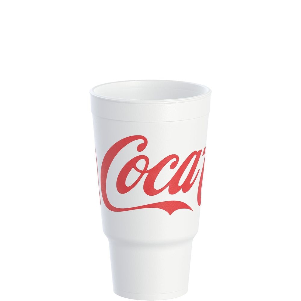 White with Red Print Coca-Cola Foam Cup