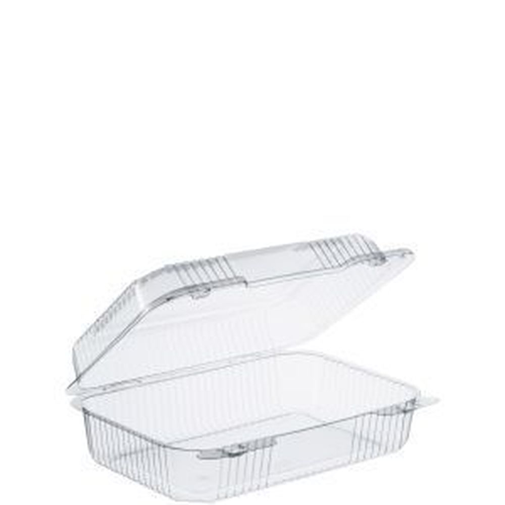 Oblong Clear High Dome Hinged Container