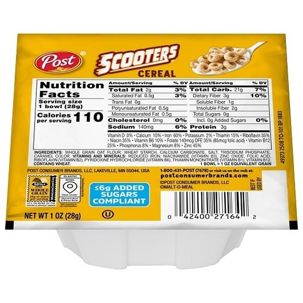 Malt O Meal Scooters Cereal, 1 Ounce -- 96 per case.