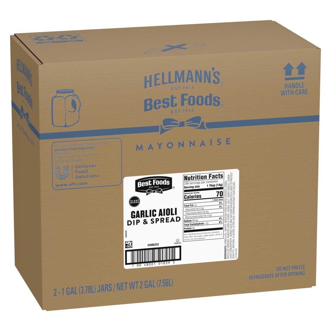 Best Foods Garlic Aioli Dressing, 1 Gallon -- 2 Per Case