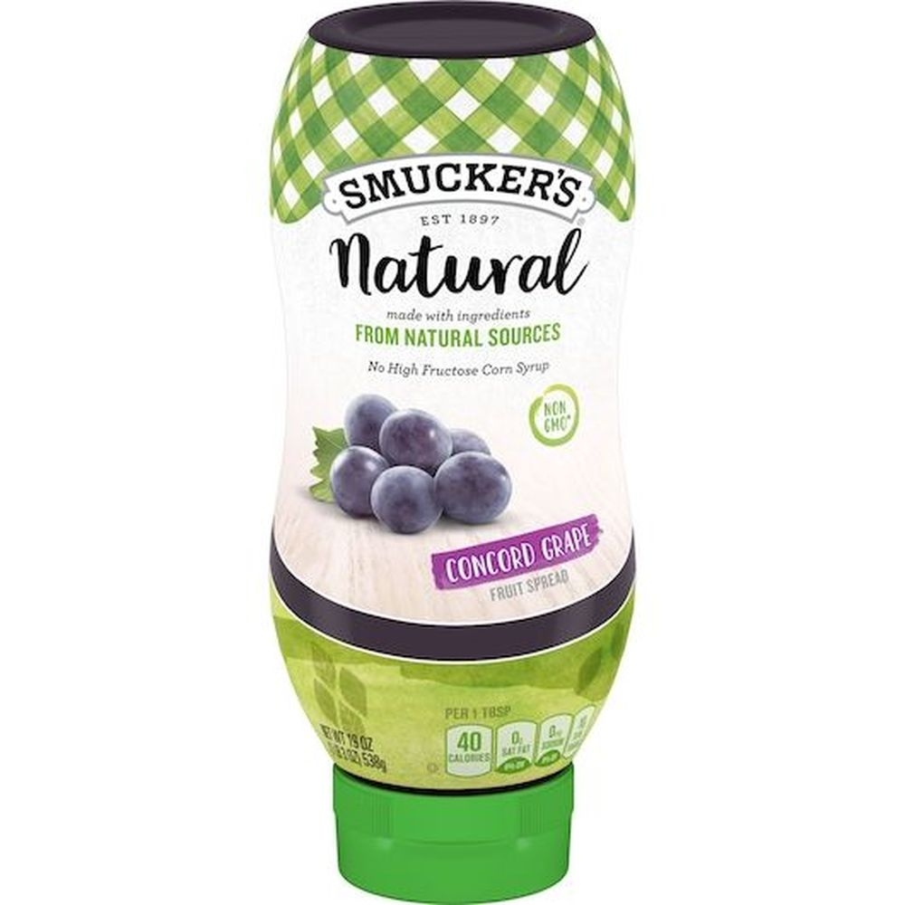 Smuckers Natural Concord Grape Fruit Spread, 19 Ounce Squeeze Bottle -- 12 per case