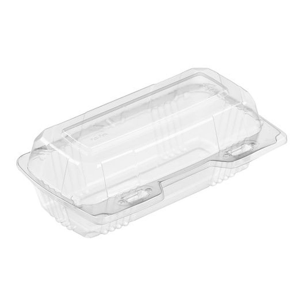 Par Pak Plastic Clear 1 Compartment Hot Dog Hinged Lid Carryout Container -- 250 per case.