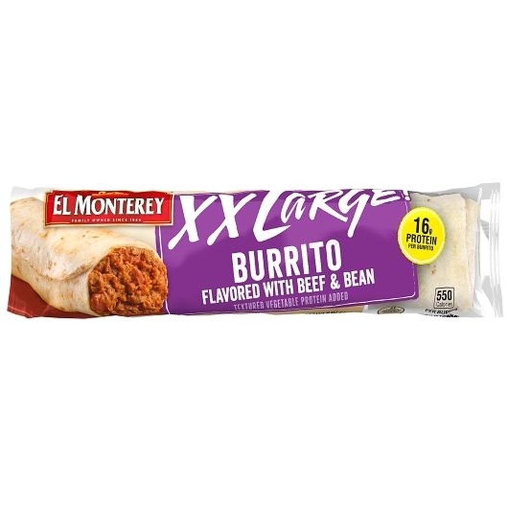 El Monterey XX Large Beef and Bean Burrito, 9.5 Ounce -- 12 per case.