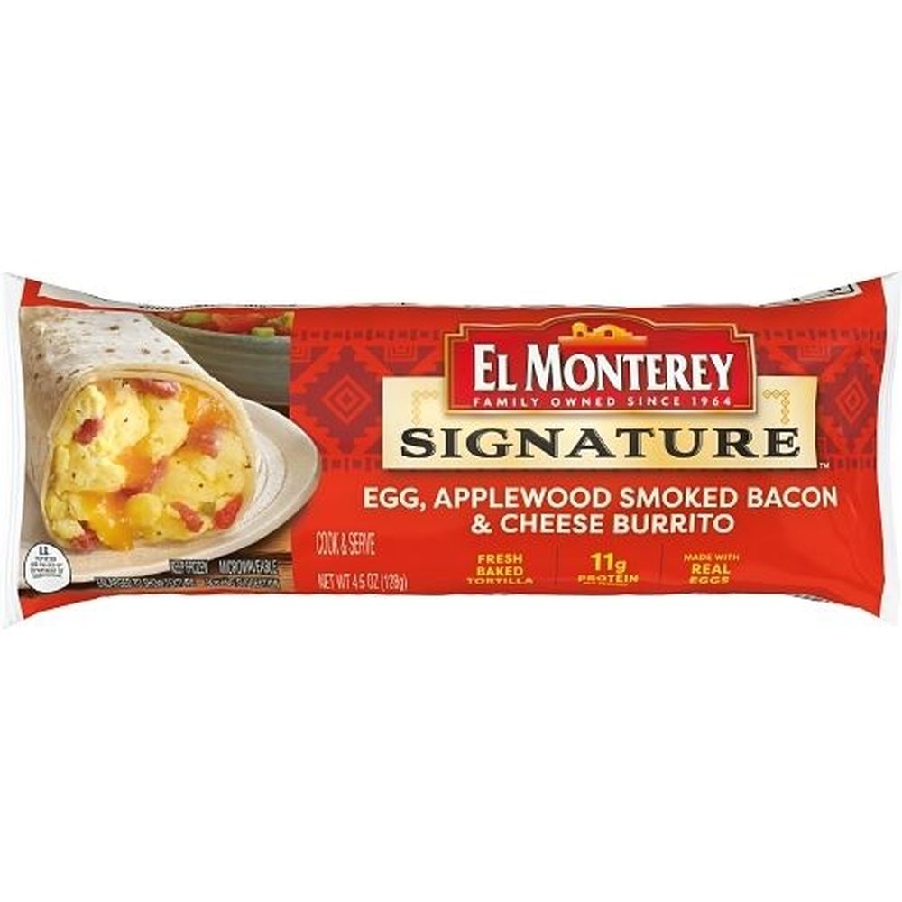 El Monterey Bacon, Egg, and Cheese Breakfast Burrito, 4.5 Ounce -- 24 per case.