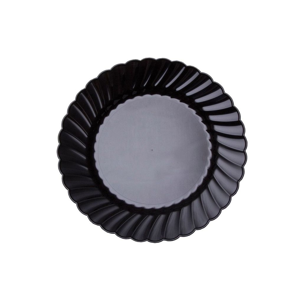 Black Polystyrene Round Plate 6 inch