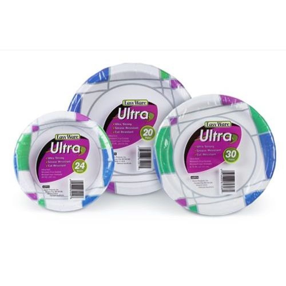 Ultra Clear Poly Green Vine Print Medium Weight Paper Plate