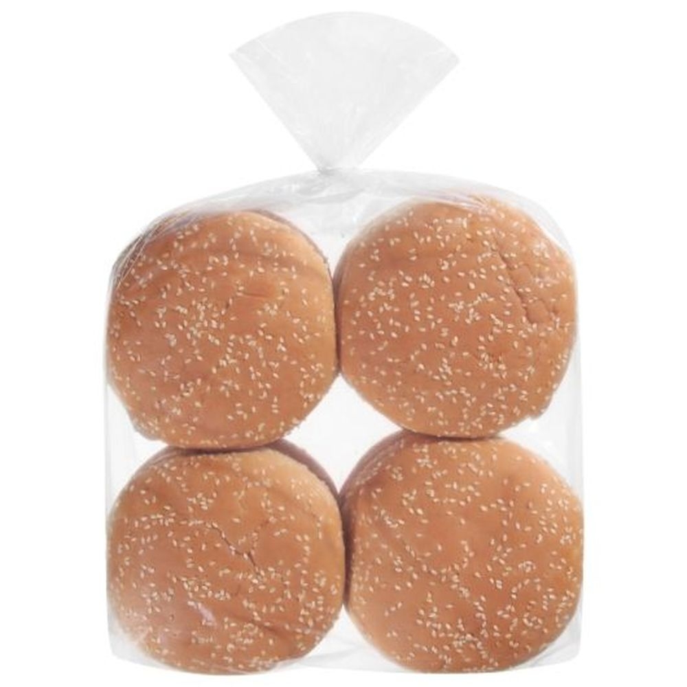 Flowers Foods European Bakers Sliced Sesame Hamburger Bun, 5 inch - 8 per pack -- 8 packs per case.