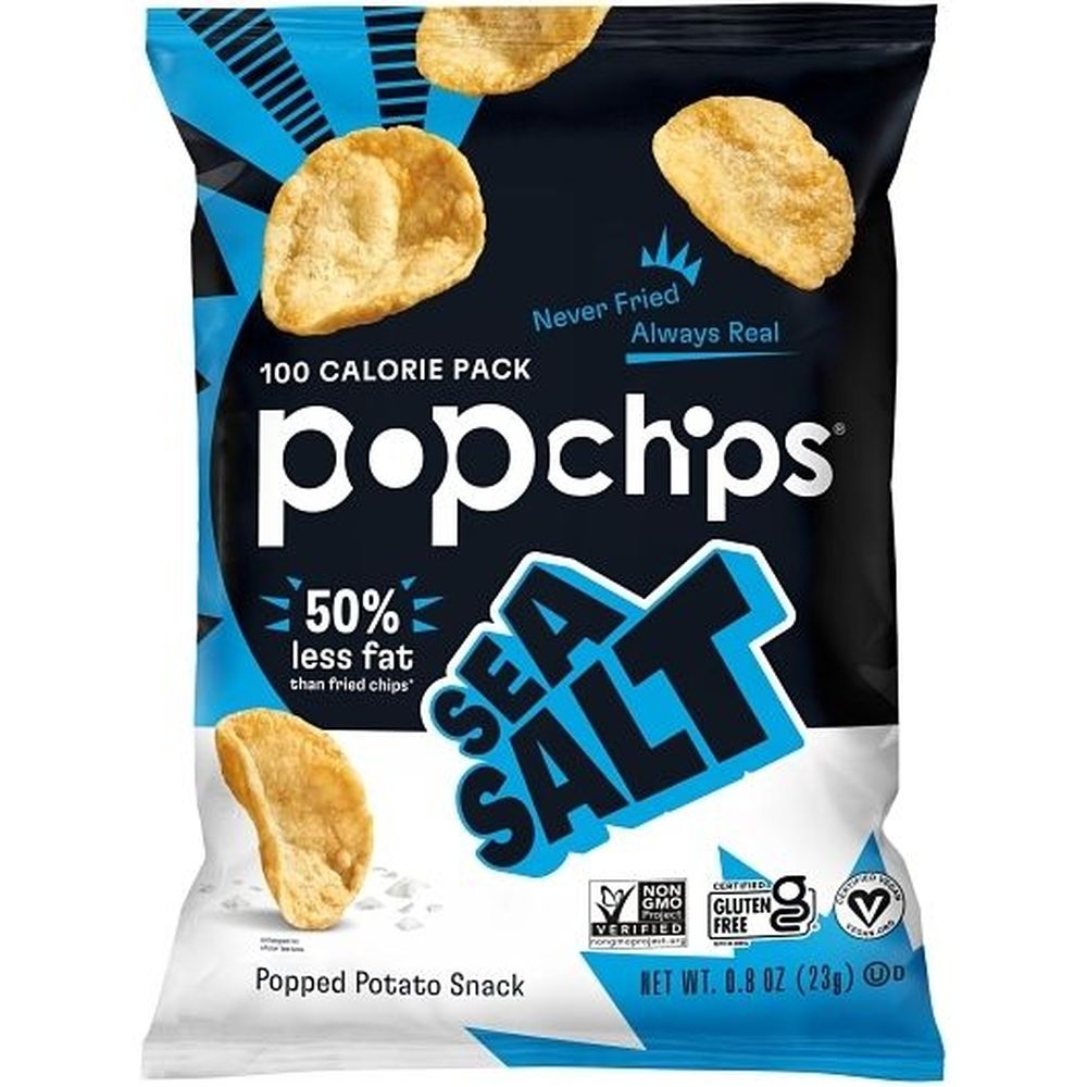 Popchips Sea Salt Popped Potato Chips, 0.8 Ounce -- 24 per case.