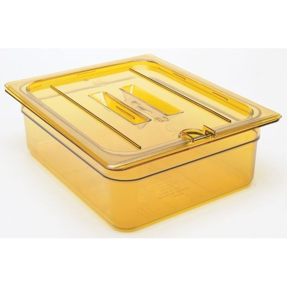 Amber Half Size Notched Cover with Handle for High Heat H-Pan