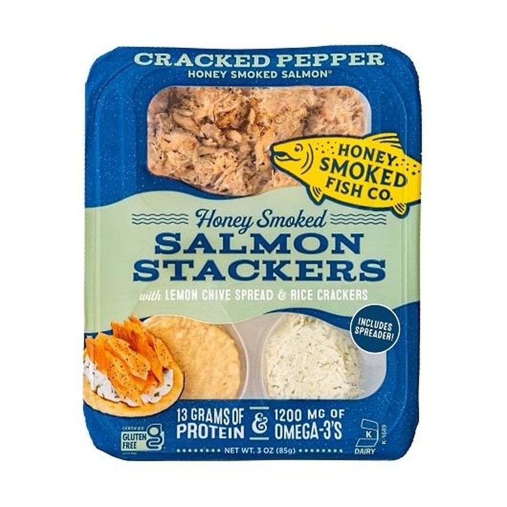 Cracked Pepper Honey Smoked Salmon Stackers 3 Ounce