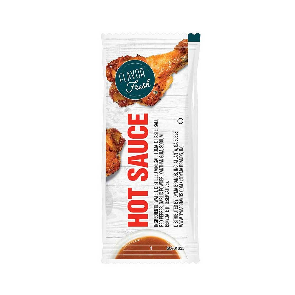 Flavor Fresh Hot Sauce Pouch, 7 Gram -- 200 per case.