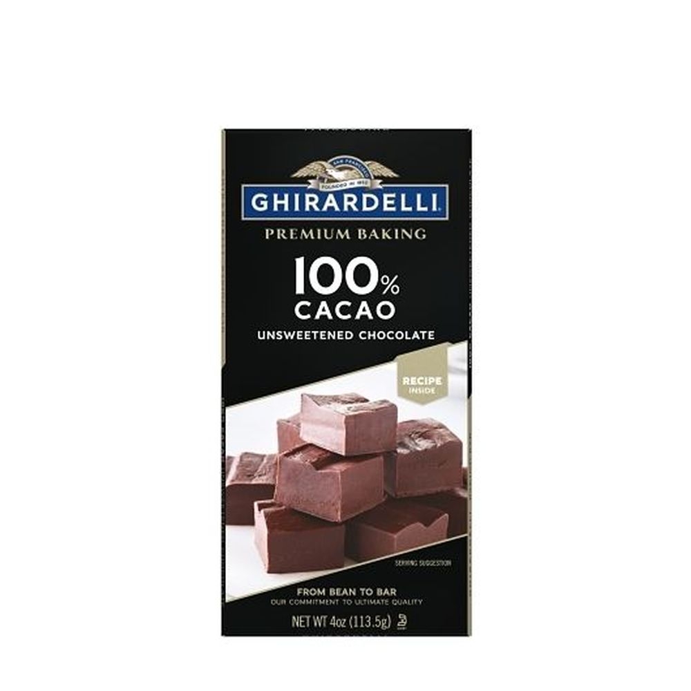 Ghirardelli 100 Percent Chocolate Baking Bar, 4 Ounce -- 12 per case.