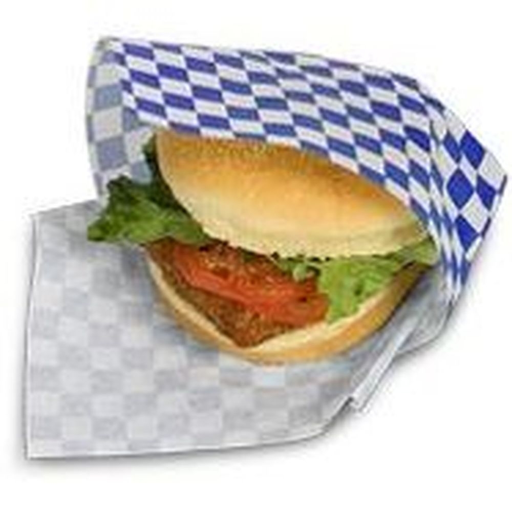 Blue Checkers Paper Wrap and Basket Liner