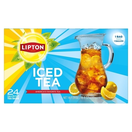 Lipton Unsweetened Black Iced Tea Bags, 24 Count -- 4 Per Case