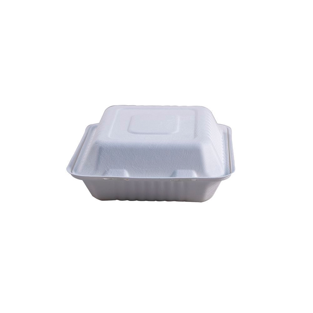 3 Compartment Natural Deep Molded Fiber Hinged Container