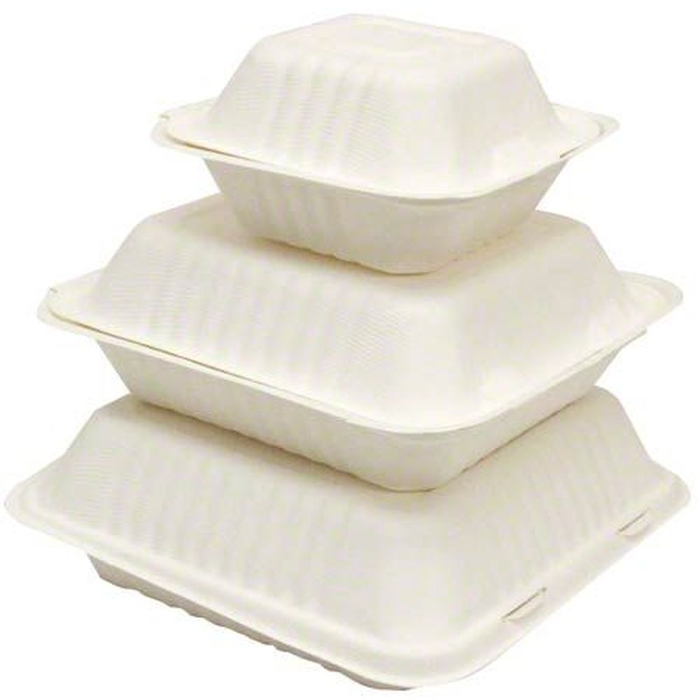 1 Compartment Natural Deep Molded Fiber Hinged Container