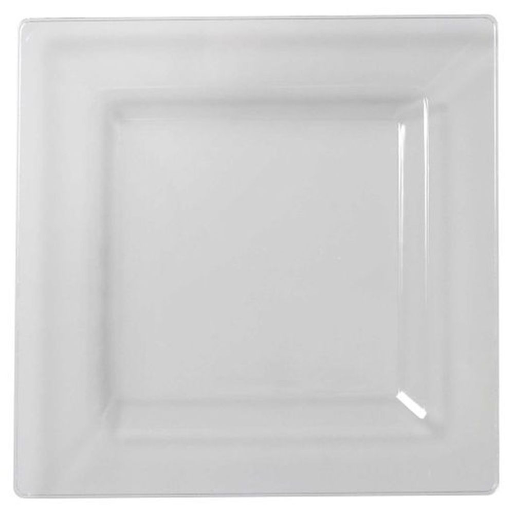 Solid Squares Polystyrene 10.75 inch Clear Square Dinner Plate