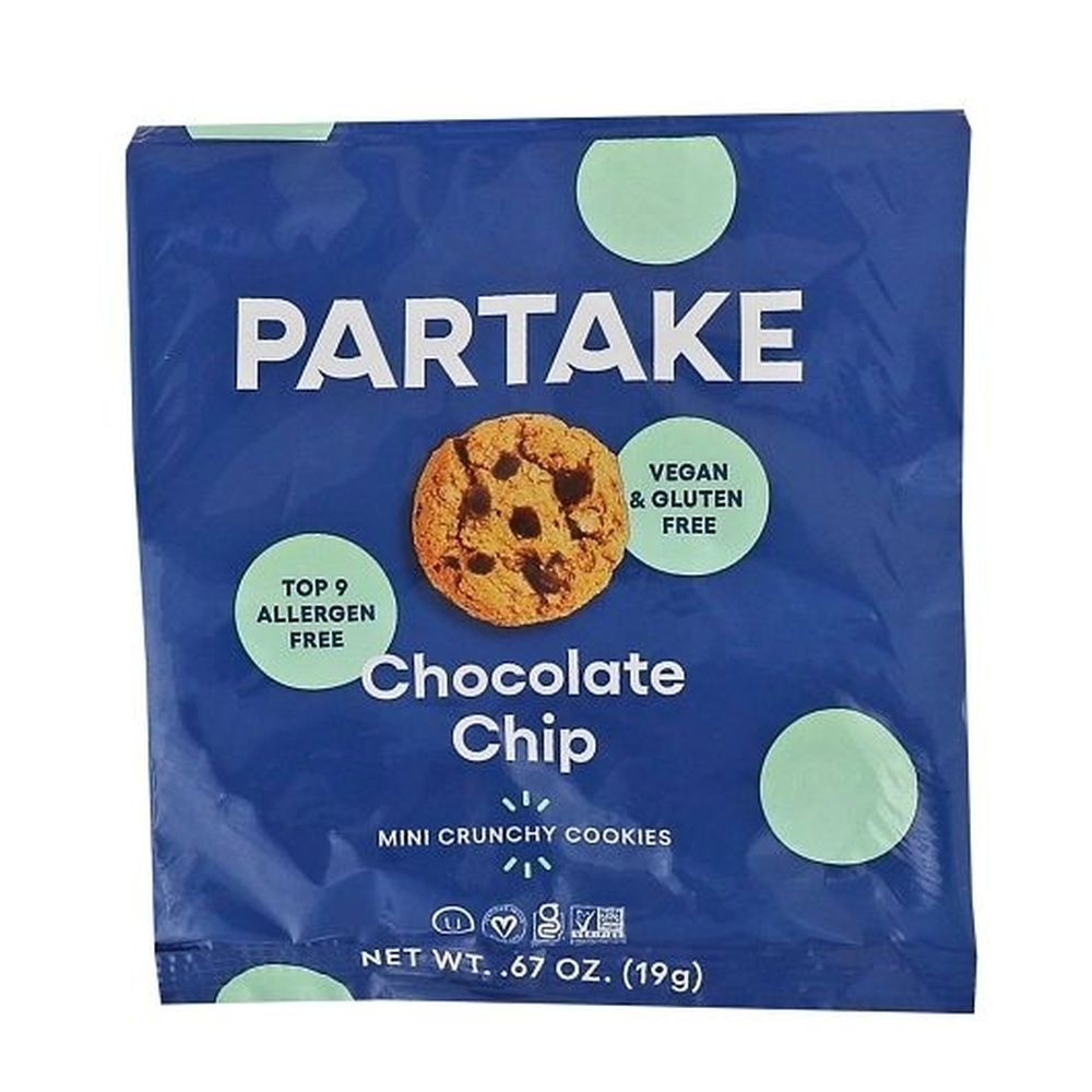 Partake Crunchy Chocolate Chip Mini Cookies, .67 Ounce -- 100 per case