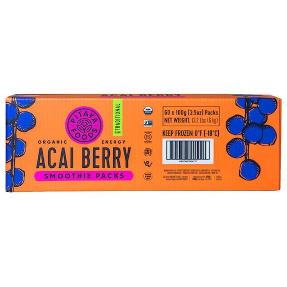 Pitaya Plus Organic Sweetened Acai with Guaran Smoothie Pack, 100 Gram -- 60 per case