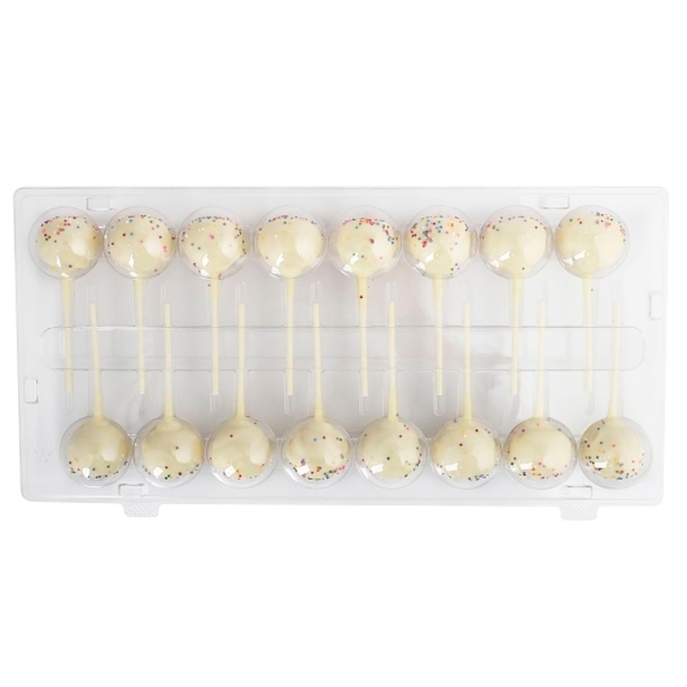 White Chocolate Birthday Cake Pop with Rainbow Topping