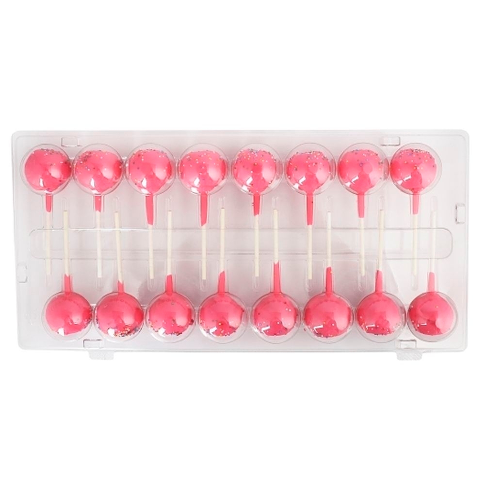 Strawberry Cake Pop with Rainbow Topping - Cellophane Wrap