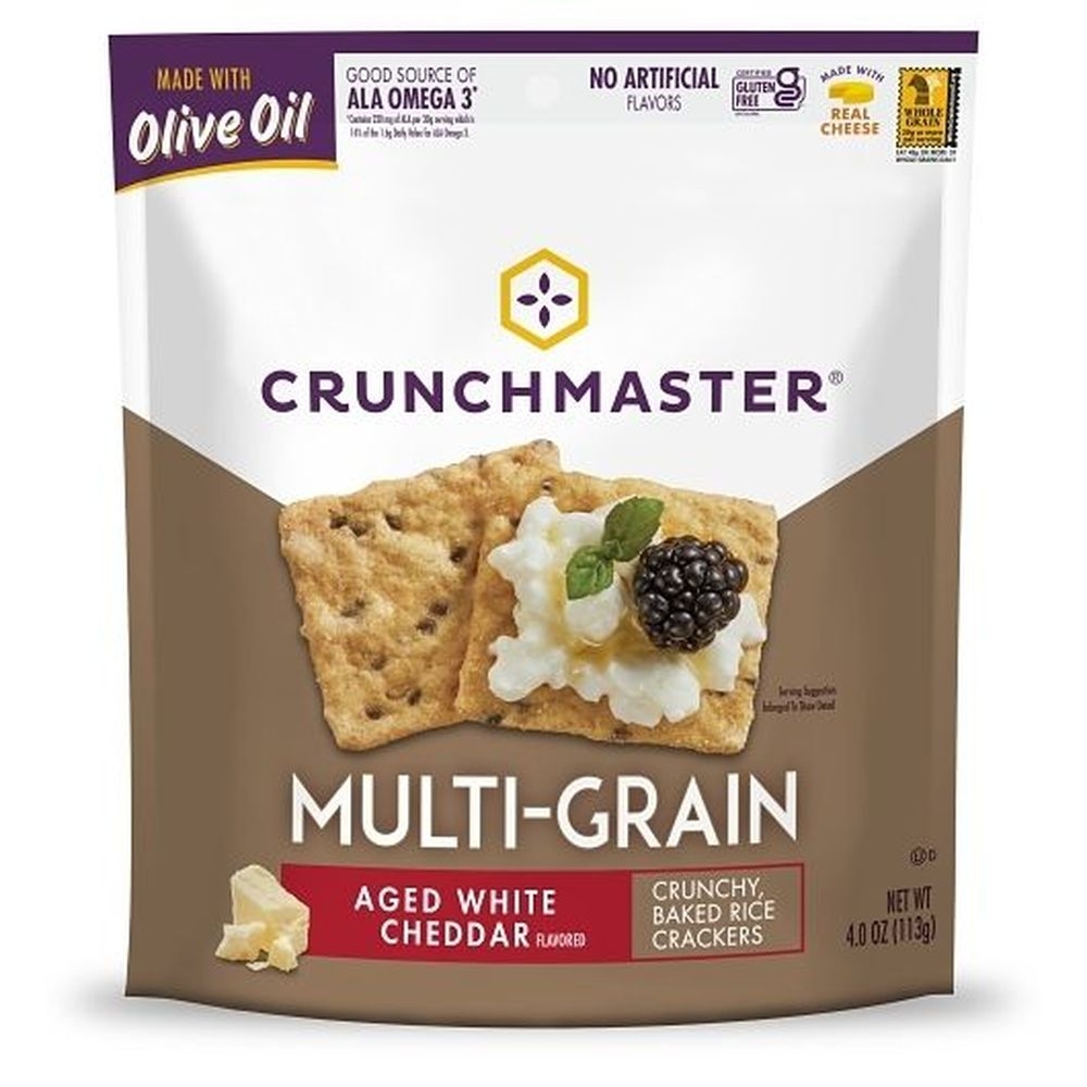 Crunchmaster White Cheddar Multi Grain Cracker, 4 Ounce -- 12 per case.