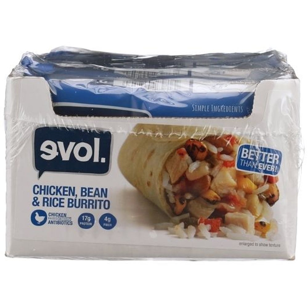 Evol Chicken Bean Rice Classic Burrito, 6 Ounce -- 12 per case.