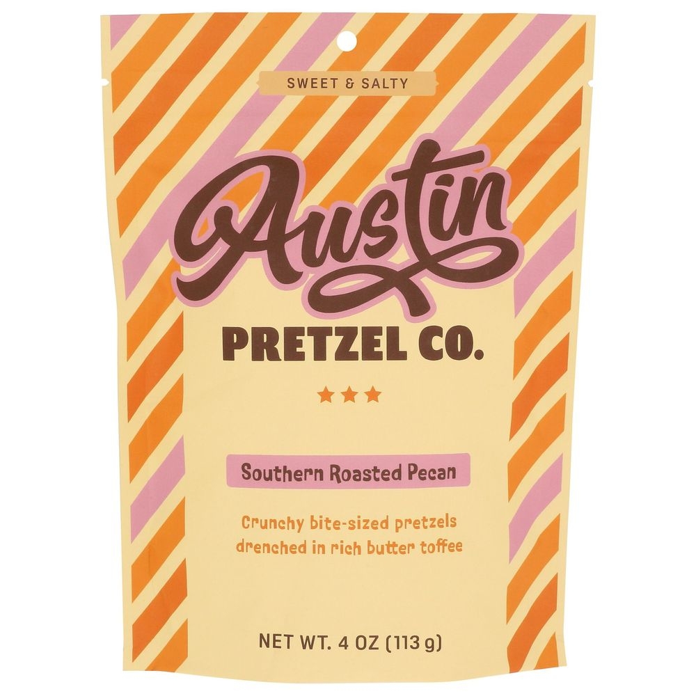 Austin Pretzel Southern Roasted Pecan Sweet and Salty Pretzel, 4 Ounce -- 12 per case