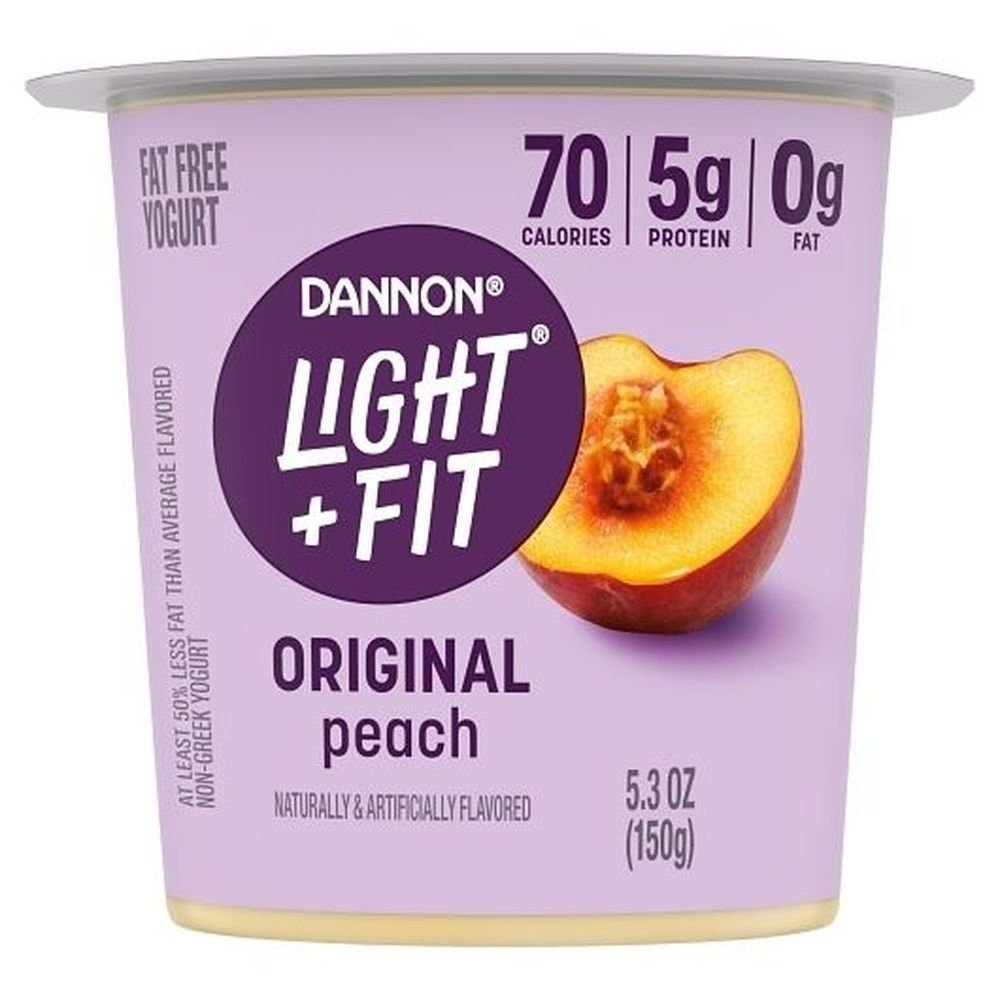 Light and Fit Peach Yogurt, 5.3 Ounce -- 12 per case.