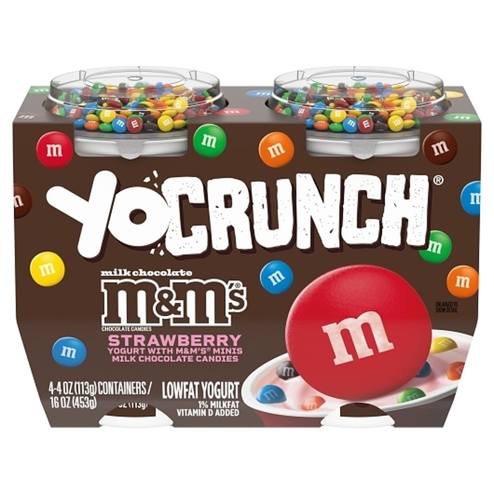 Strawberry Lowfat Yogurt with M and M's Minis Milk Chocolate Candies
